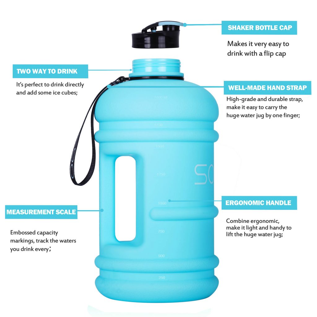 SOCOO 2.2L/ 73 OZ PETG Water Bottle – Light Blue – SOCOO