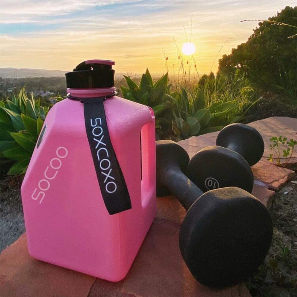 64 oz Half Gallon Water Bottle. Pink. with Sleeve and Carrying Strap by S'moo