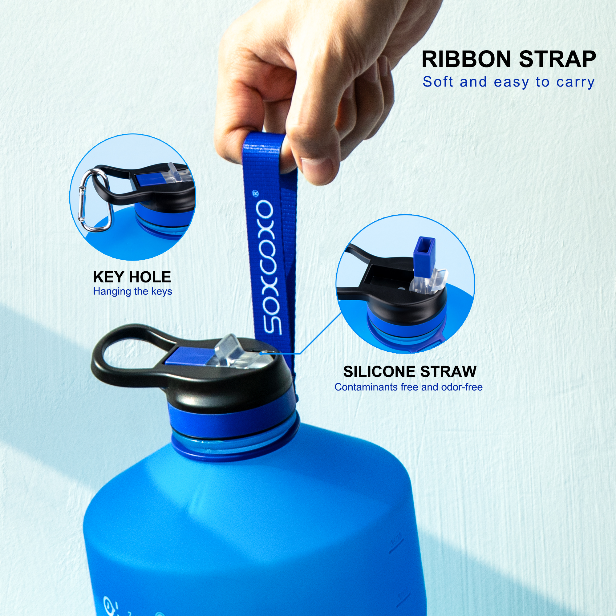 Silicone Water Bottle Cap & Straw