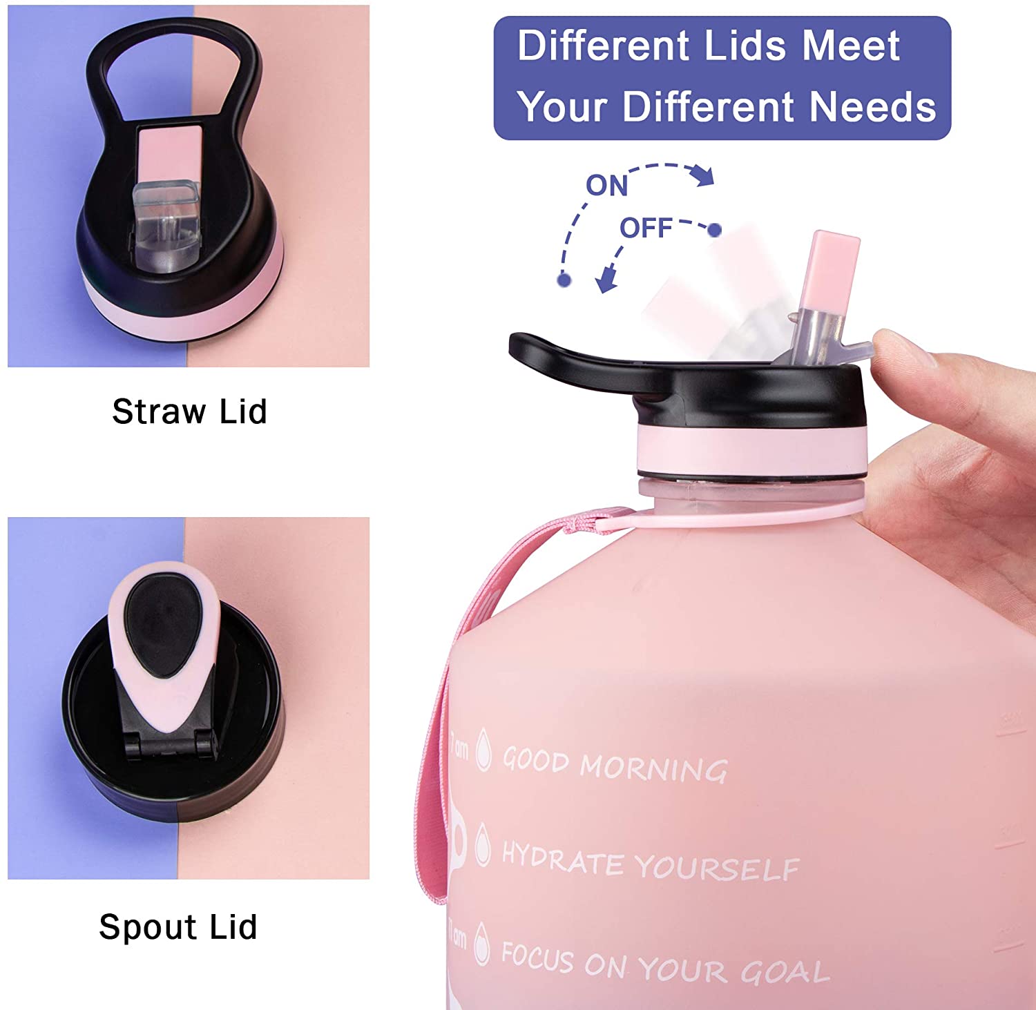 One Gallon Water Bottle with Time Marker &Straw,BPA Free Leakproof Gre –  FUNUS WATER BOTTLE