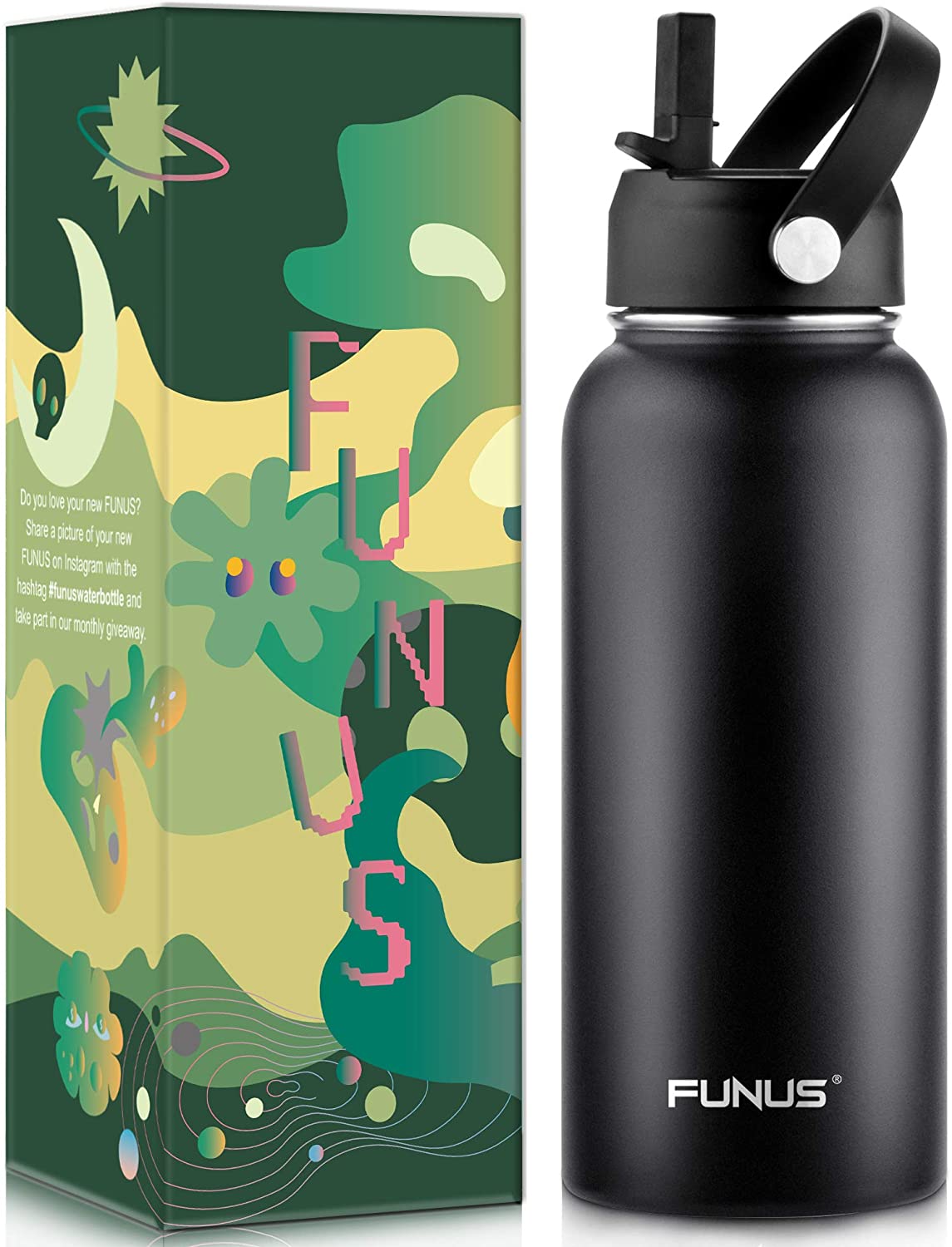 32 oz Insulated Water Bottle with Straw Lid,Vacuum Stainless Steel Spo –  FUNUS WATER BOTTLE