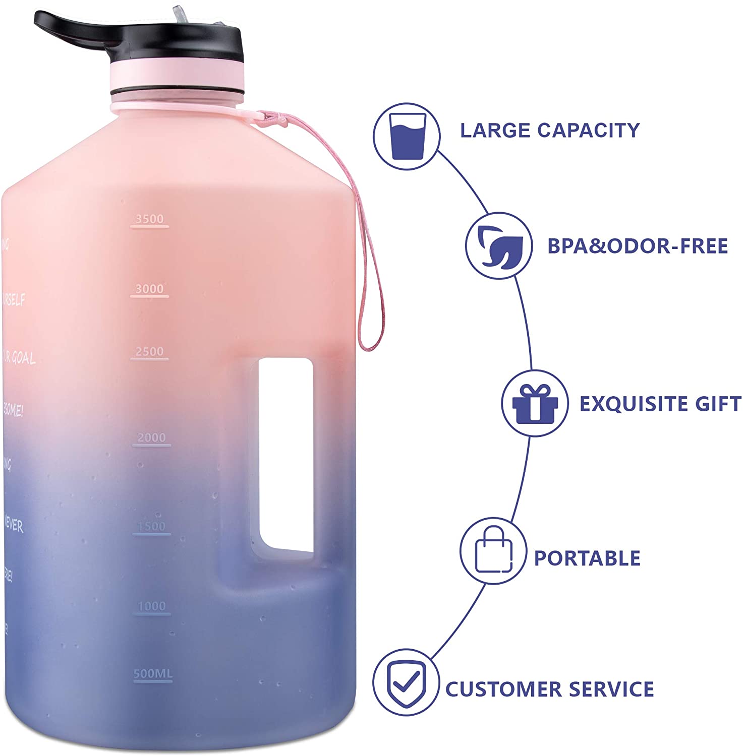 One Gallon Water Bottle with Time Marker &Straw,BPA Free Leakproof Gre –  FUNUS WATER BOTTLE